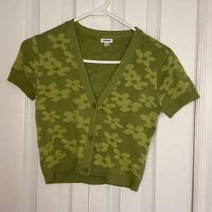 Green flora cropped cardigan